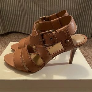 Coach Rapture Tan Leather Heels Sandals Size 7